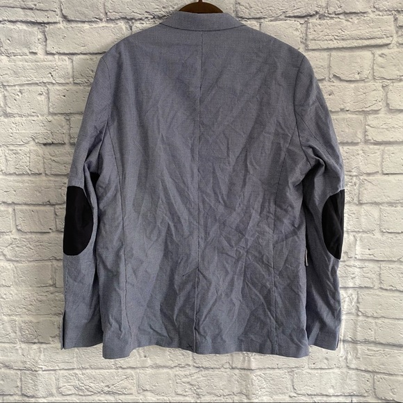 NWT H&M Men's Blue Slim Fit Elbow Patch Blazer Jacket Size 44 - Picture 4 of 5